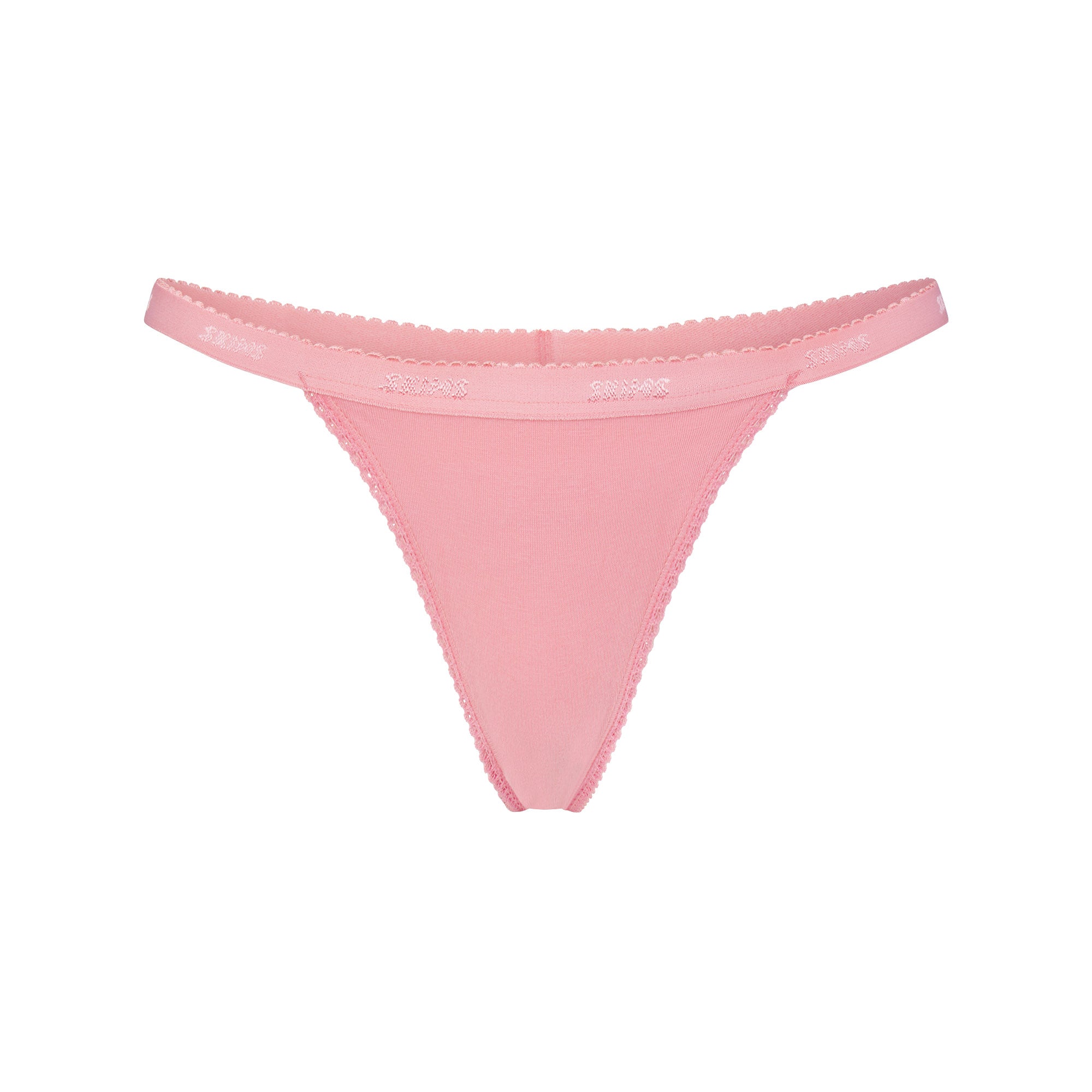lightweight cotton logo picot thong lightweight cotton logo picot thong