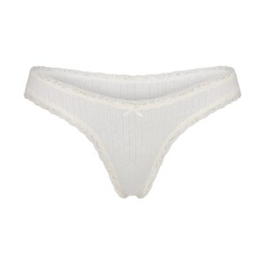 lightweight cotton pointelle lace thong