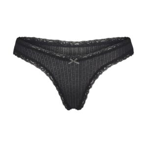 lightweight cotton pointelle lace thong