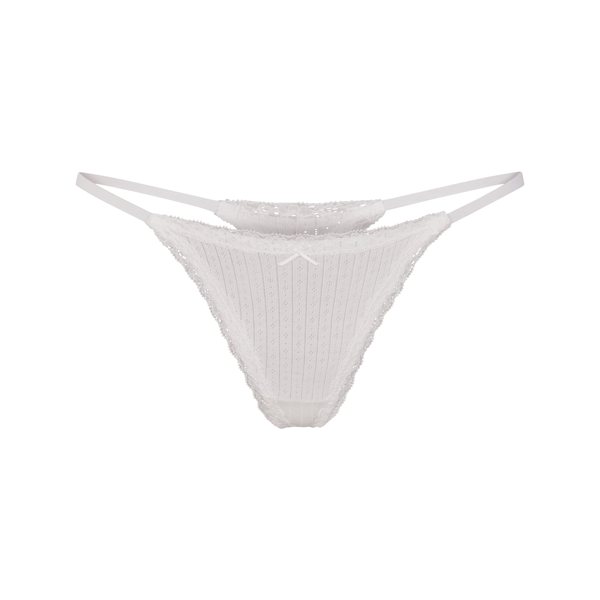 lightweight cotton pointelle lace string thong lightweight cotton pointelle lace string thong