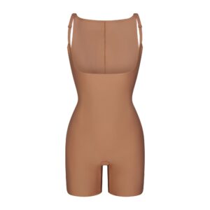 Home skims body core sculpt back smoothing open bust mid thigh bodysuit