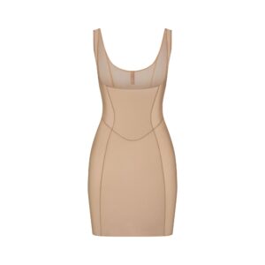 Home power mesh shapewear open bust slip dress