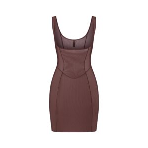 Home power mesh shapewear open bust slip dress