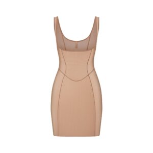 Home power mesh shapewear open bust slip dress