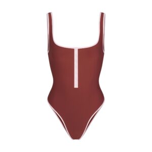 signature swim snap front one piece