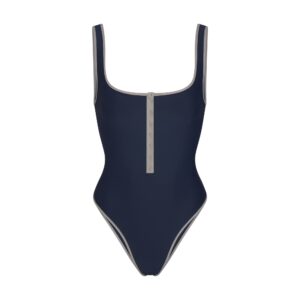 signature swim snap front one piece