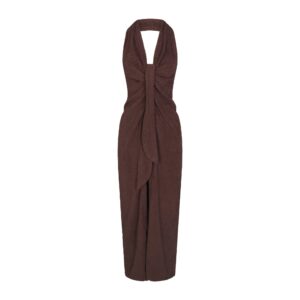 terry cover ups deep plunge halter wrap dress