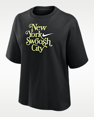 nike swoosh cities new york Женская футболка свободного кроя с короткими рукавами nike swoosh cities new york Женская футболка свободного кроя с короткими рукавами