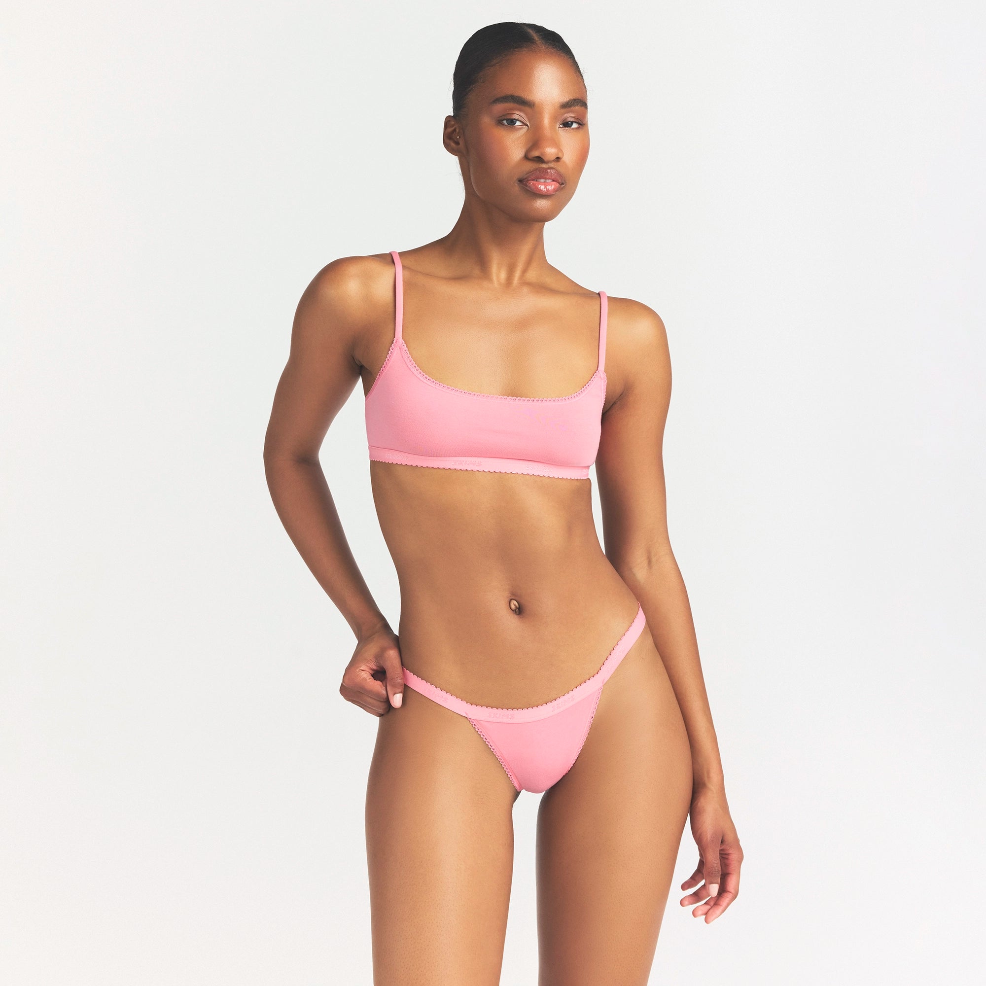 lightweight cotton logo picot thong lightweight cotton logo picot thong
