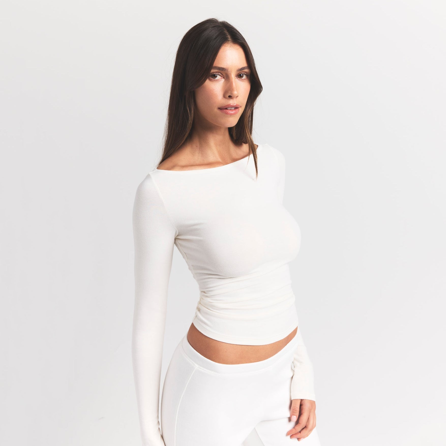 cotton jersey long sleeve boatneck top cotton jersey long sleeve boatneck top