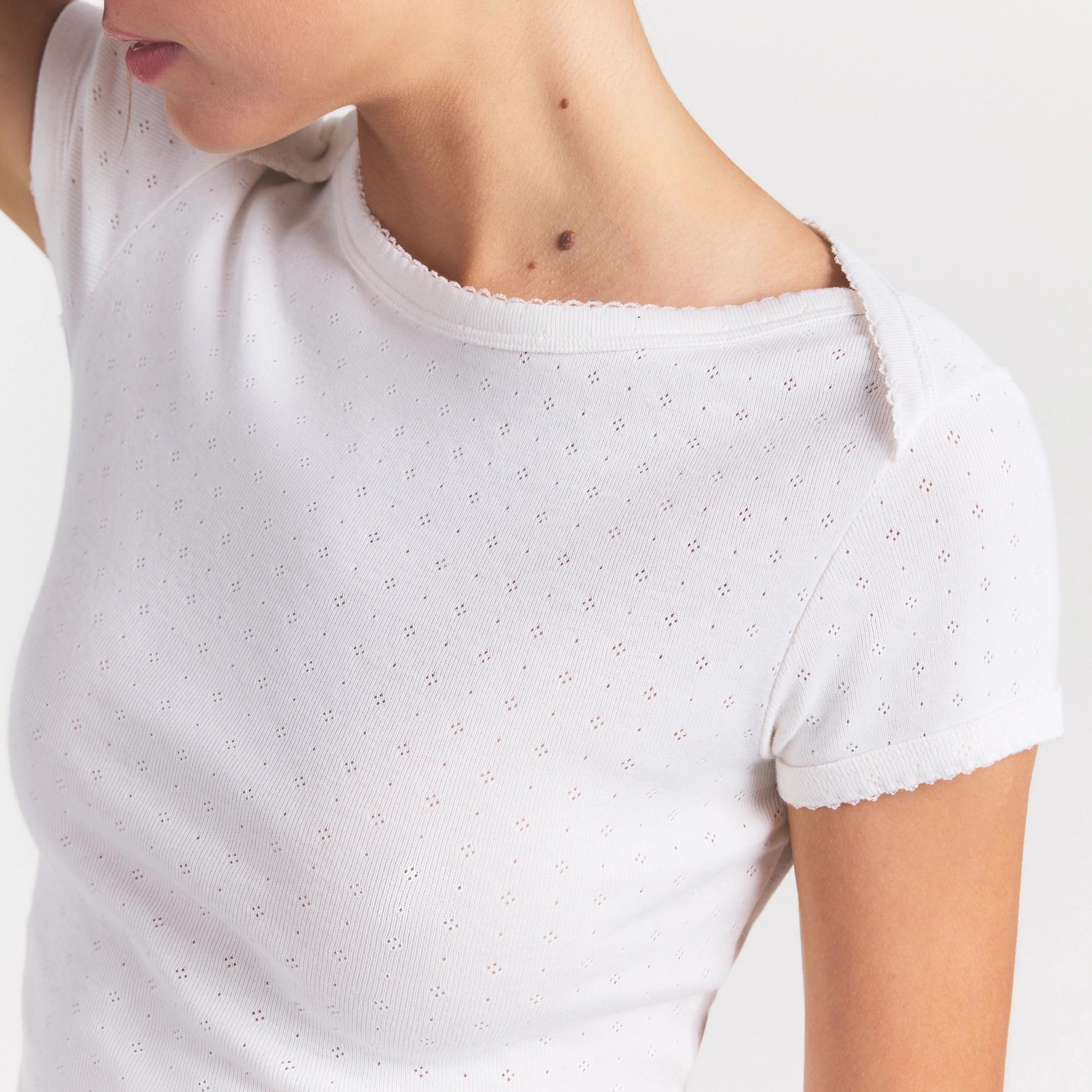 heavy pointelle boatneck tee heavy pointelle boatneck tee