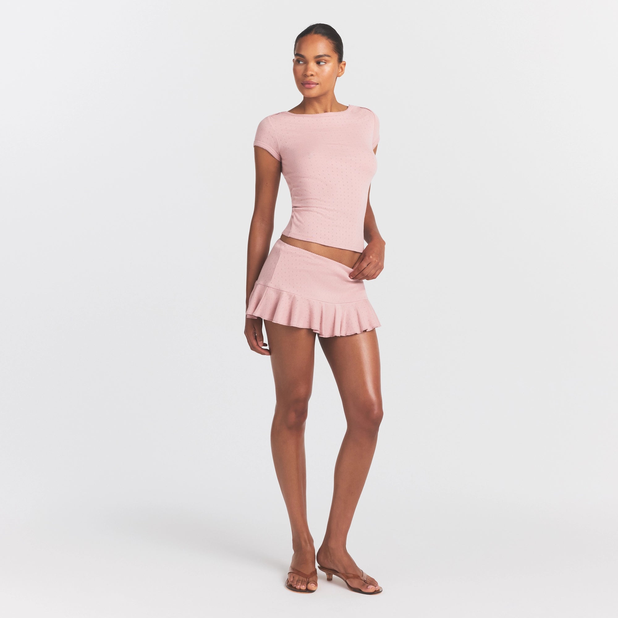heavy pointelle boatneck tee heavy pointelle boatneck tee