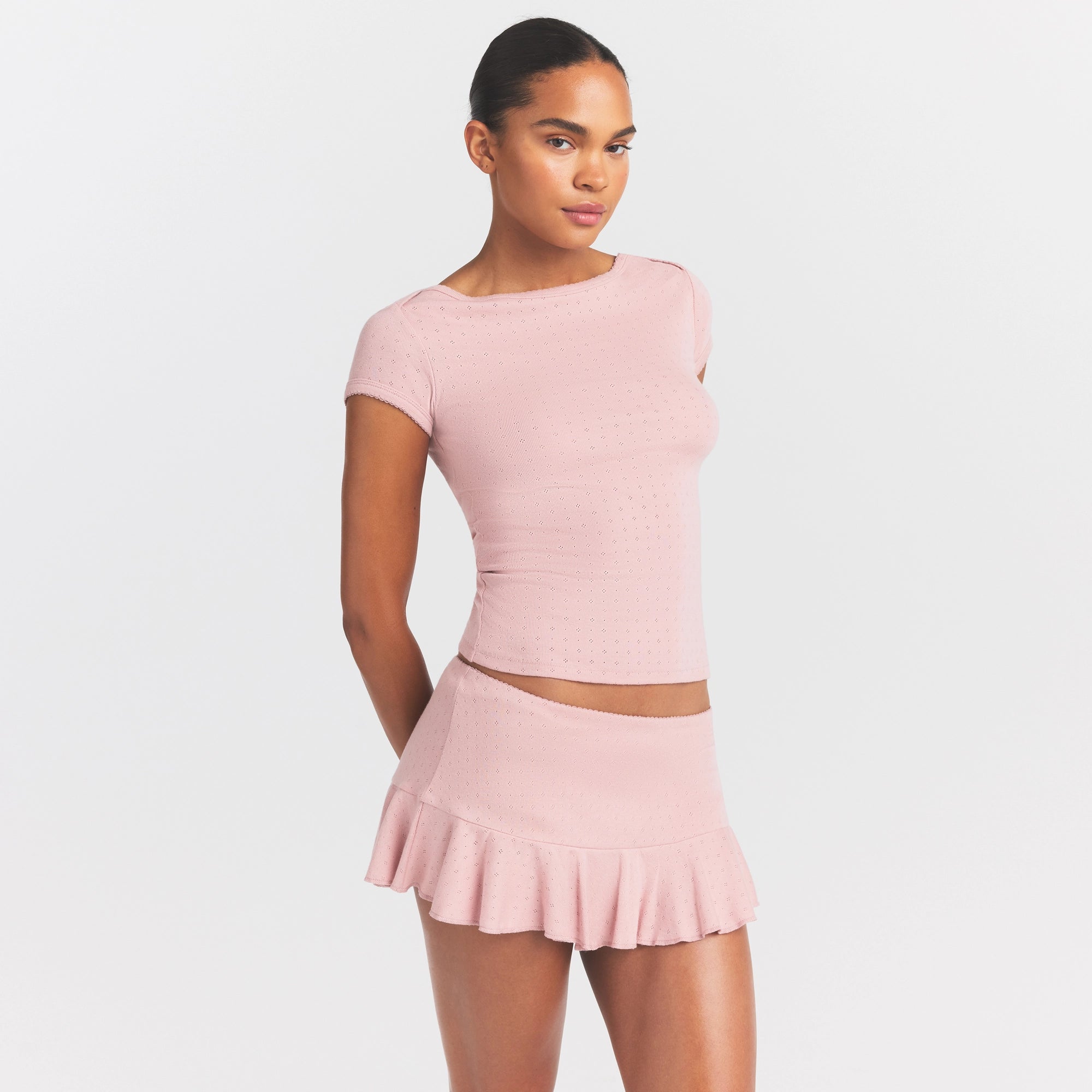 heavy pointelle boatneck tee heavy pointelle boatneck tee