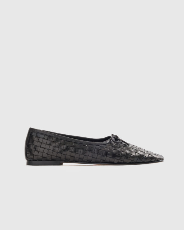 italian leather handwoven square toe ballet flat
