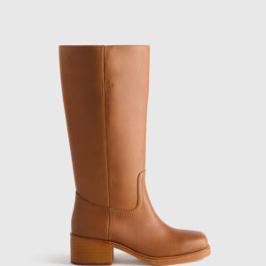 italian leather block heel boot