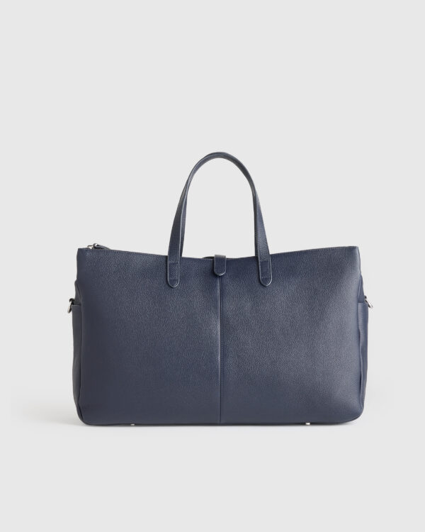 italian leather triple compartment weekender