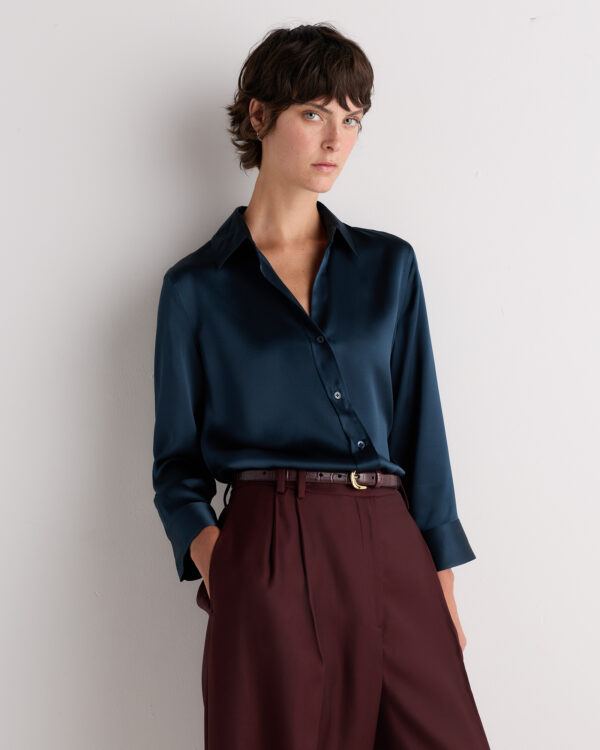100% washable silk three quarter sleeve shirt