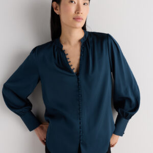 washable stretch silk peasant blouse