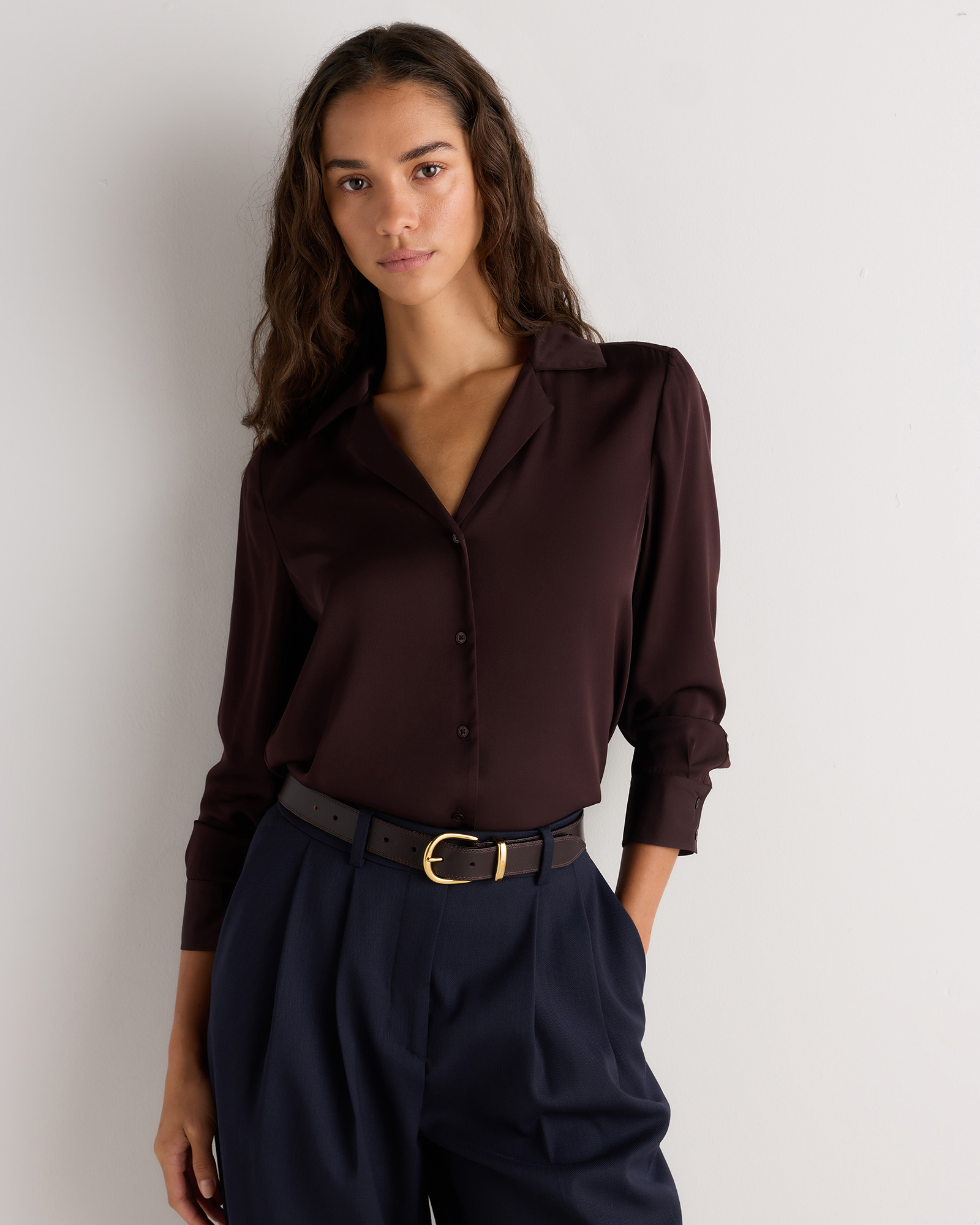 washable stretch silk notch collar blouse washable stretch silk notch collar blouse