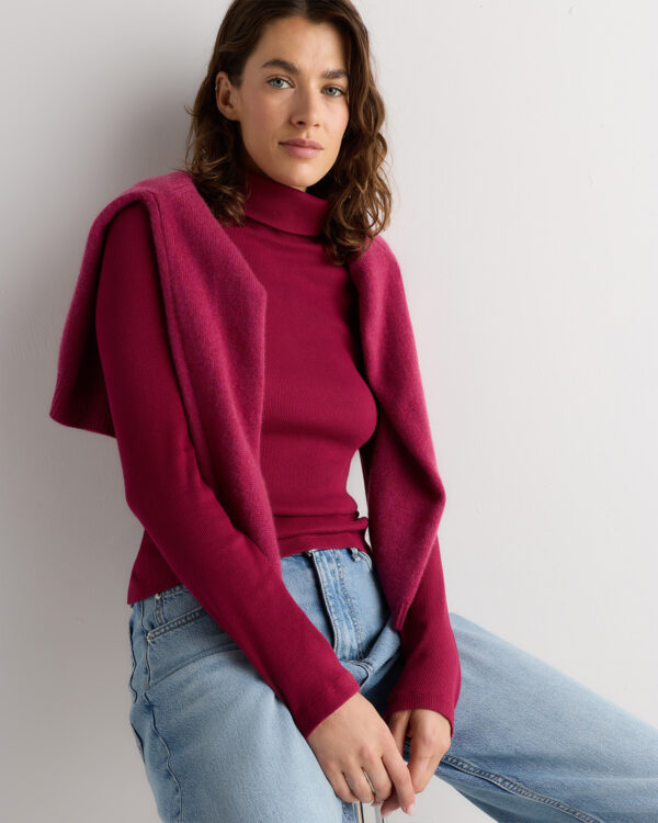 organic cotton micro rib turtleneck