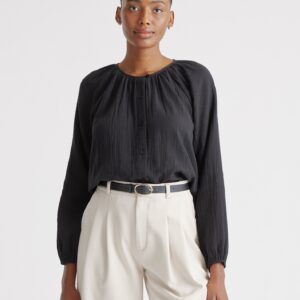 100% organic cotton gauze peasant blouse