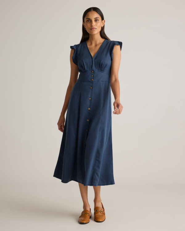 Платье миди с пуговицами спереди из тенселя vintage wash