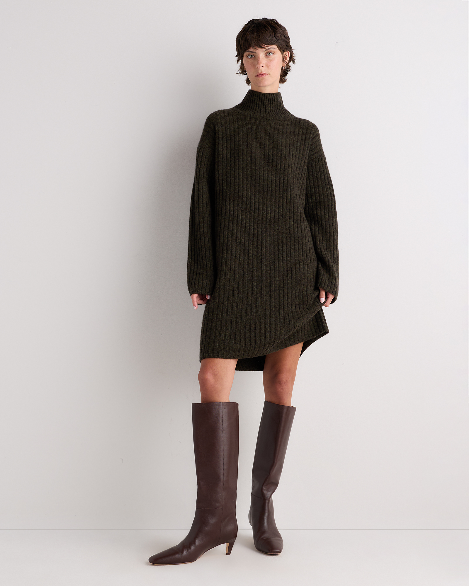 mongolian cashmere ribbed turtleneck mini dress mongolian cashmere ribbed turtleneck mini dress