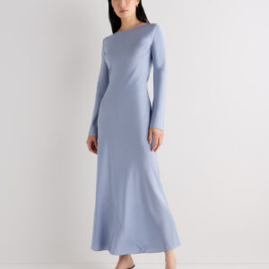 washable stretch silk long sleeve maxi dress