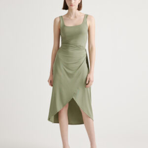 tencel jersey side tie midi dress