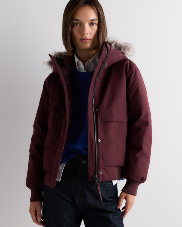 responsible down hooded short parka