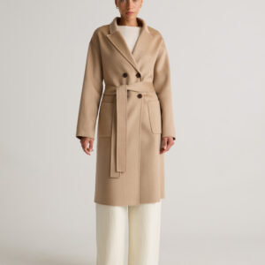 100% mongolian cashmere double faced double breasted wrap coat