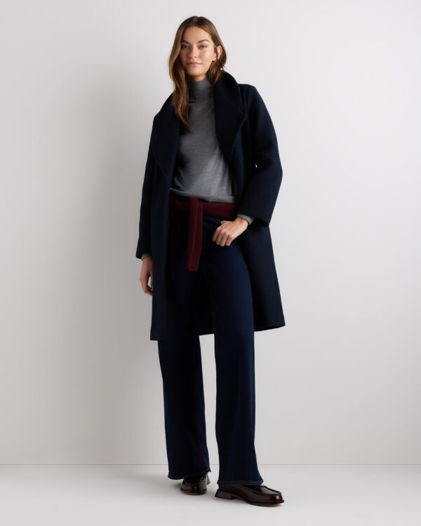 100% merino wool shawl collar long coat