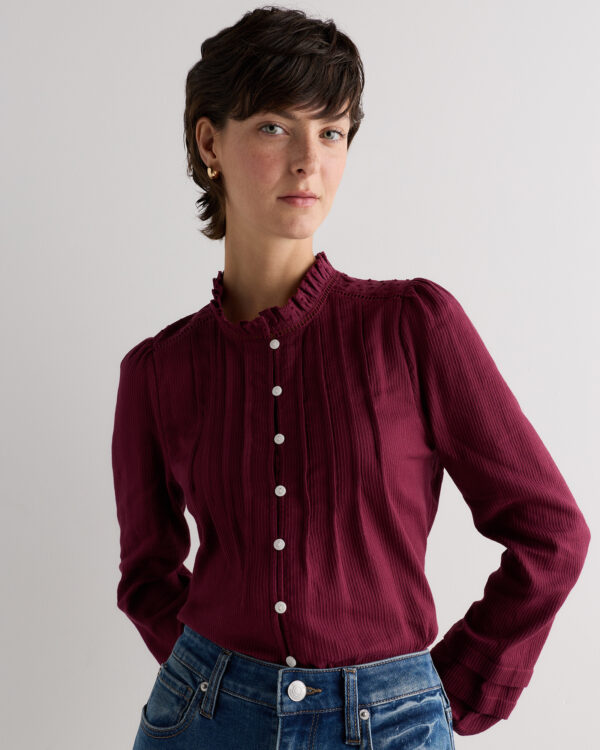 organic textured cotton peasant blouse