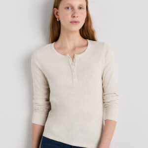 Футболка henley с длинными рукавами из органического хлопка в рубчик