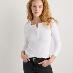 Футболка henley с длинными рукавами из органического хлопка в рубчик