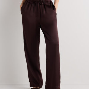 100% washable silk drawstring wide leg pants