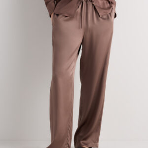Home 100% washable silk drawstring wide leg pants