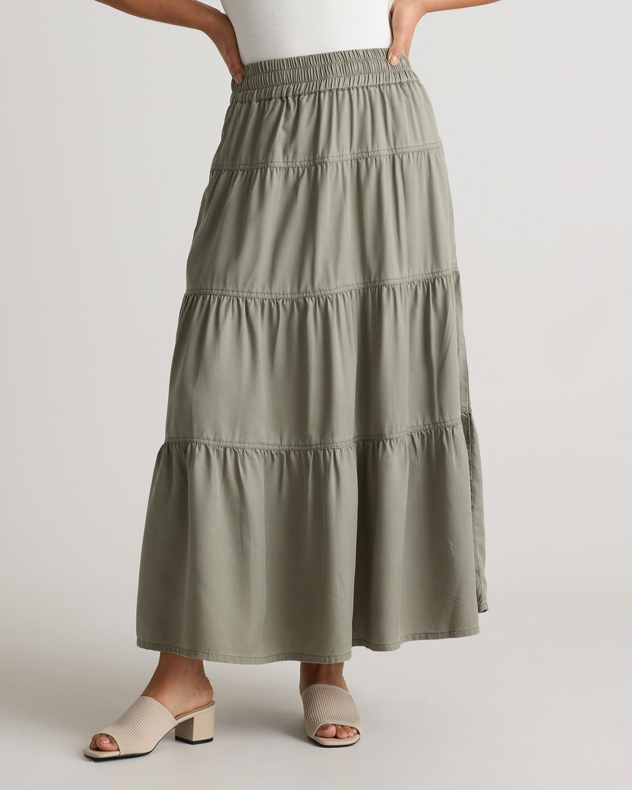 Многоярусная макси юбка из тенселя vintage wash Многоярусная макси юбка из тенселя vintage wash