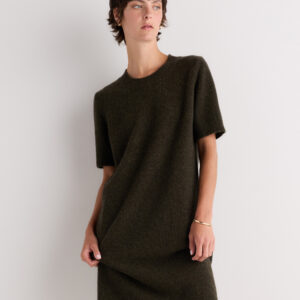 mongolian cashmere short sleeve mini dress