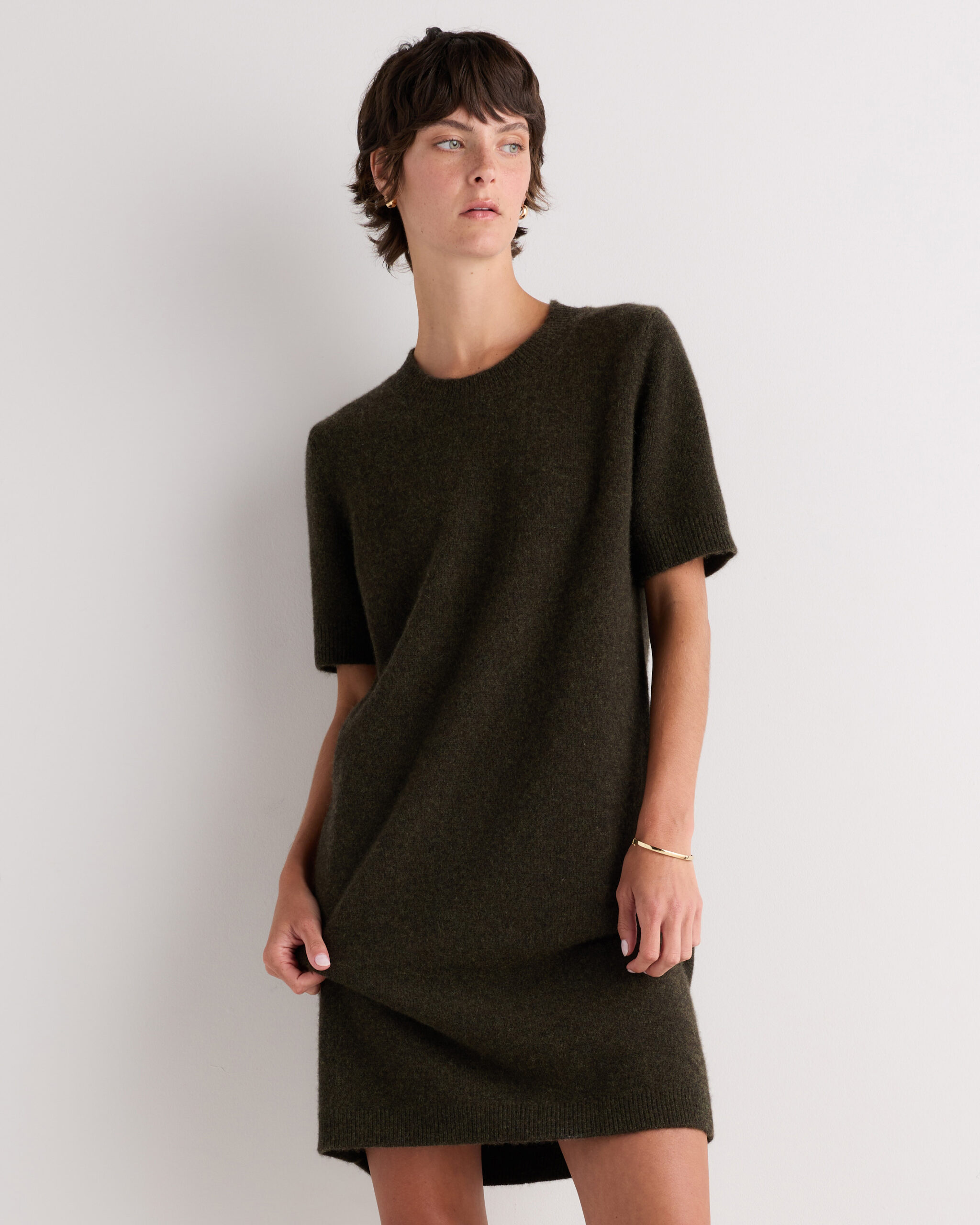 mongolian cashmere short sleeve mini dress mongolian cashmere short sleeve mini dress