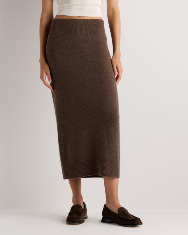 mongolian cashmere fitted midi skirt