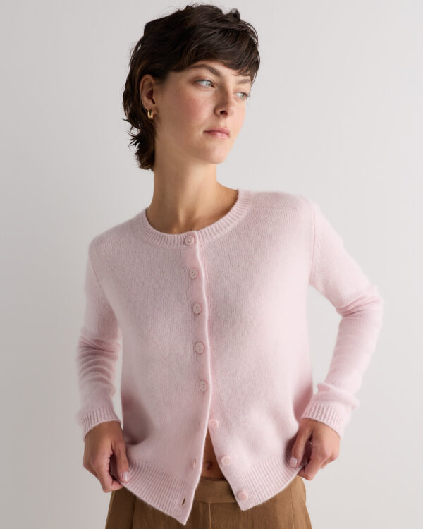 mongolian cashmere cropped crew cardigan