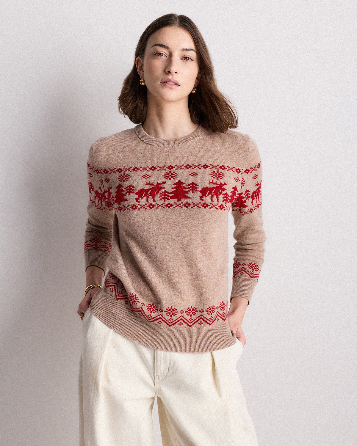 Рождественский свитер fair isle из монгольского кашемира Рождественский свитер fair isle из монгольского кашемира
