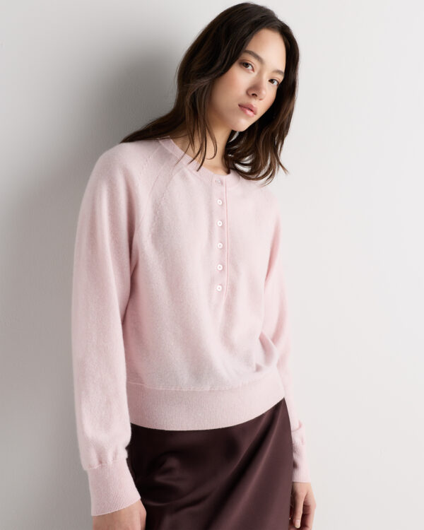 mongolian cashmere dolman sleeve henley sweater