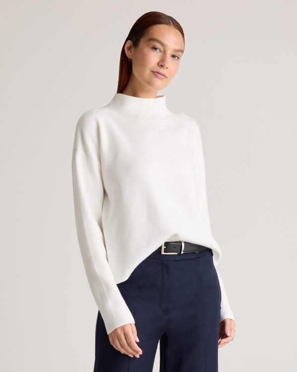 eco knit milano stitch mock neck pullover