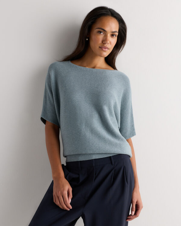 lightweight cotton cashmere link stitch dolman sweater