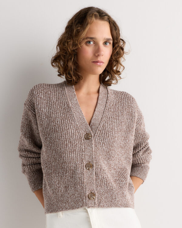 100% organic cotton fisherman boxy cropped cardigan