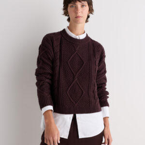 100% organic cotton cropped cable crew sweater