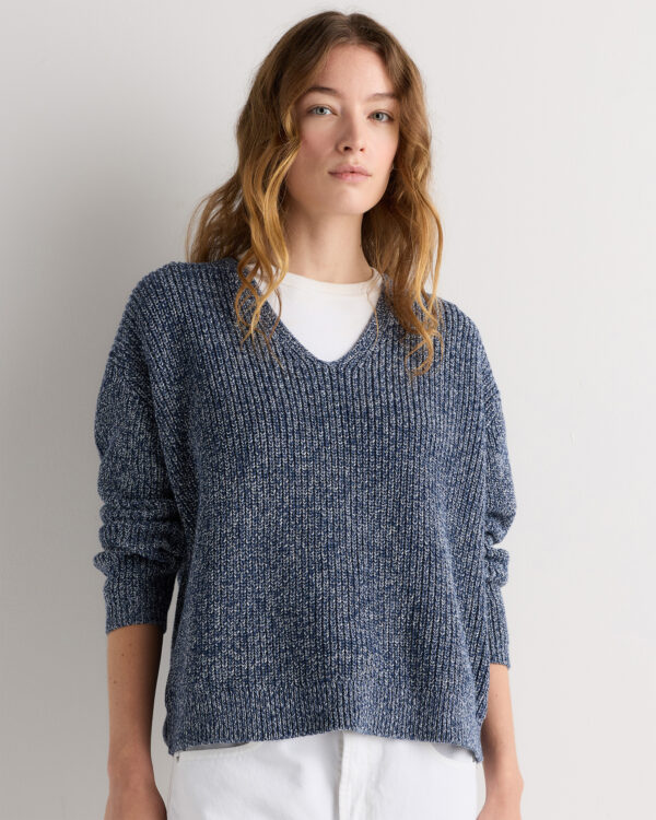 100% organic cotton fisherman v neck sweater
