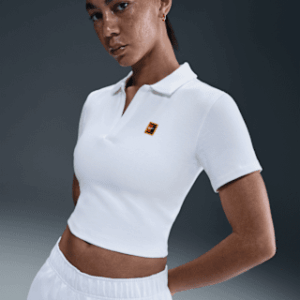 nikecourt heritage Женская укороченная теннисная футболка поло с короткими рукавами